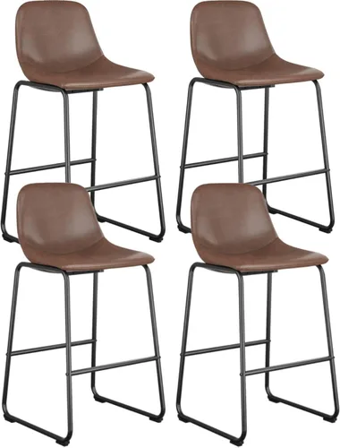 Vista 24 de Rfiver Taburetes de bar de cuero sintético PU Set de 2, Taburetes de pub industriales con respaldo y reposapiés, Sillas de bar modernas sin brazos