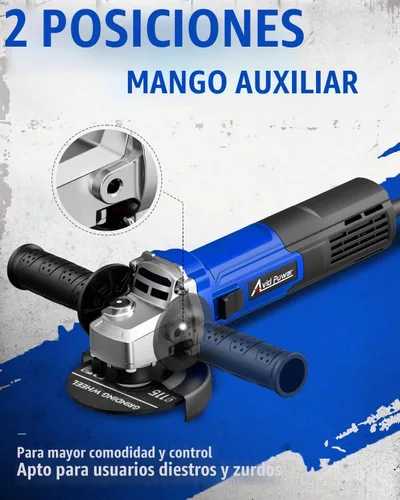 Vista 8 de AVID POWER Amoladora angular de 4-1/2 pulgadas, amoladora eléctrica de 750 W, 6.5 amperios, 11500 RPM, con muelas, mango auxiliar, llave para Azul