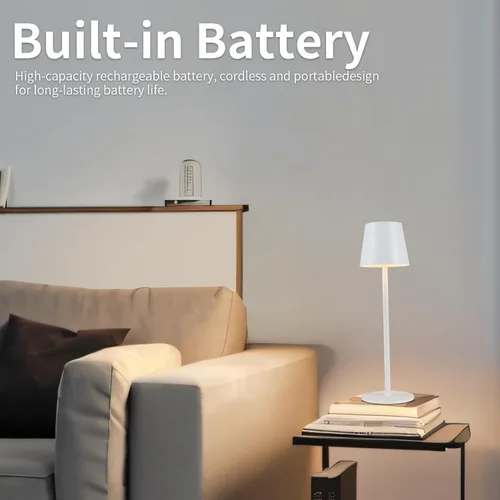 Vista 3 de BGFHome Paquete de 2 Lámpara de Mesa Inalámbrica Lámpara LED de Escritorio, 5000mAh Luz Nocturna Táctil Recargable Inalámbrica Diseño Minimalista
