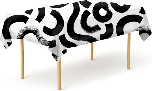 Vista 98 de Pomp - Mantel premium de poliéster con estampado abstracto de 52 x 52 pulgadas cuadradas Tela de fácil cuidado, resistente a arrugas y manchas