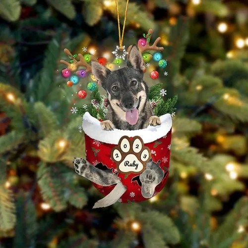 Vista 37 de Adornos personalizados de Pug cervatillo – Decoración personalizada para árbol de Navidad con patas de bolsillo de nieve