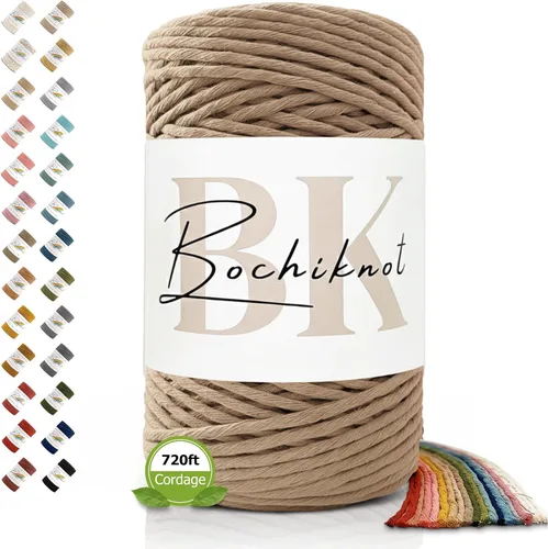 Vista 32 de BOCHIKNOT Cordón de macramé de 3 mm x 302 m - Cordón de macramé de hebra única para colgantes de pared, perchas de plantas - Cordón de macramé de 3
