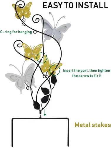 Vista 2 de Juegoal Decoración de estaca de jardín de mariposa de 28 pulgadas, decoración de arte de pared de metal, regalo ideal para el día de la madre