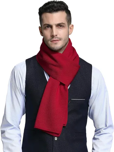 Vista 13 de RIONA Men's 100 Australian Merino Wool Scarf Knitted Soft Warm Neckwear negro (9001_black)
