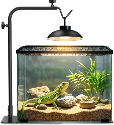 Vista 9 de Soporte de lámpara de calor para reptiles ajustable de 18 a 32 pulgadas: Soporte de luz con base pesada para dragón barbudo, tortuga, serpiente