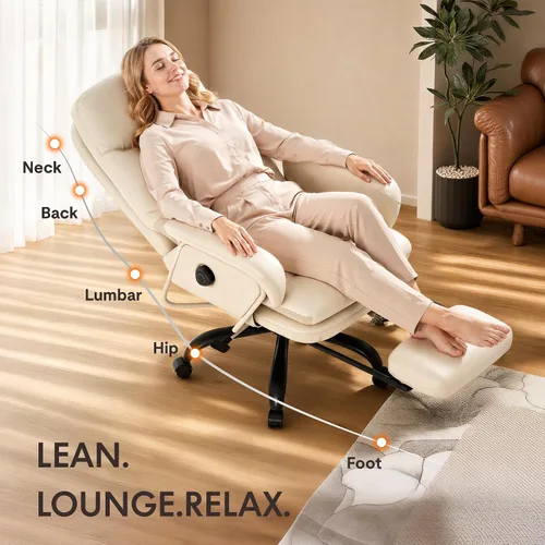 Vista 6 de Silla de oficina ergonómica FLEXISPOT con reposapiés, silla de escritorio de computadora de respaldo alto, silla de salón interior con ruedas