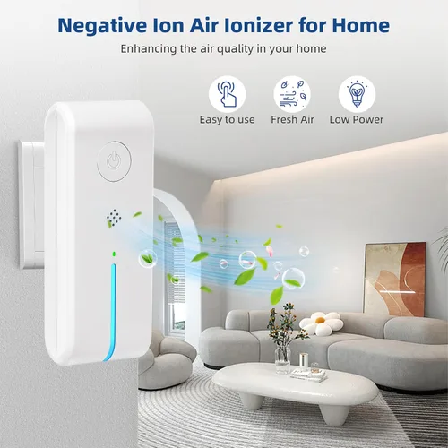 Vista 2 de Ionizadores de aire enchufables – ionizador de aire para el hogar, purificador de aire enchufable con luz nocturna negativa sin filtro portátil