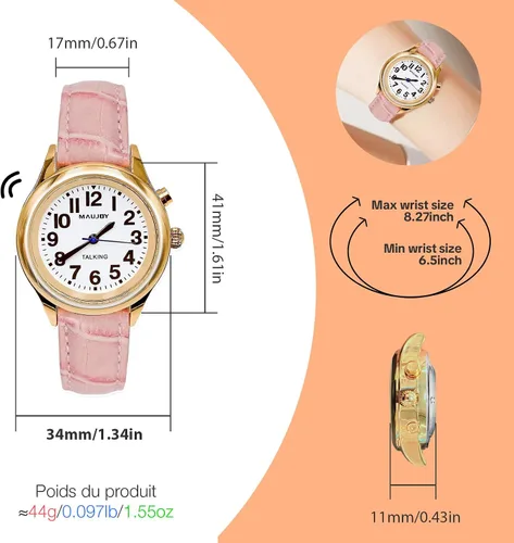 Vista 3 de Talking Watch, Loud Clear Voice for Elderly Blind or Visually Impaired, Speaks The Time, Date or Alarm Time