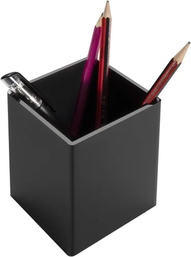 Vista 2 de NIUBEE Paquete de 2 soportes acrílicos negros para bolígrafos, organizador de escritorio para lápices, accesorios de escritorio para escritorio