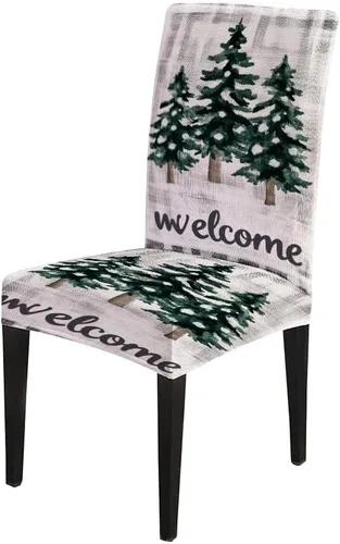 Vista 176 de CAPSCEOLL Christmas Dining Chair Covers,Snowflakes Festive Winter Pattern Stretch Chair Covers for Dining Room Set of 2 Washable Spandex Parson