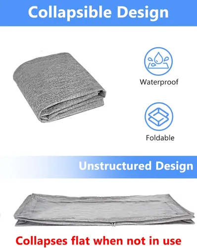 Vista 5 de Almacenamiento de perfil bajo debajo de la cama, contenedores plegables de 3 pulgadas de alto con tapa y cremallera, sin estructura, organizador
