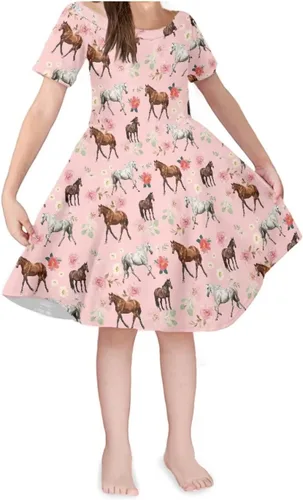 Vista 13 de SEANATIVE Vestido de manga corta para niñas de 3 a 14 años Black Bow Ghost
