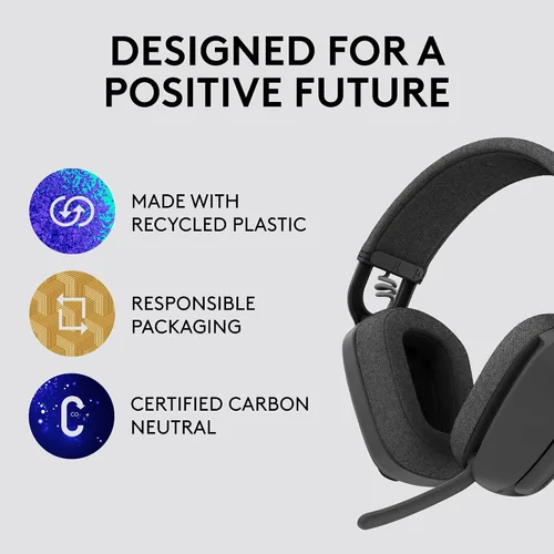 Vista 5 de Auriculares Logitech Zone Vibe 100 inalámbricos ligeros sobre la oreja con cancelación de ruido y micrófono, auriculares avanzados Bluetooth