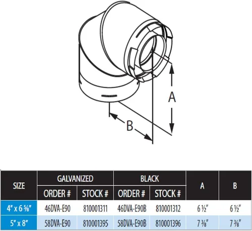 Vista 2 de Simpson Dura-Vent 46DVA-E90 Duravent - Codo galvanizado de 90 grados, 4 x 6-5/8