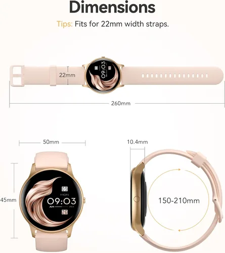 Vista 12 de AGPTEK Reloj inteligente para mujer, reloj inteligente impermeable de 5 ATM
