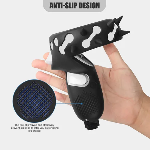 Vista 4 de MASiKEN Controller Grips Cover with Face Cover for Meta Oculus Quest 2 Anti-Throw Grips Spike Cover with Adjustable Wrist Strap and Sweatproof