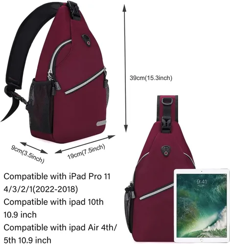 Vista 4 de Mosiso - Mochila bandolera multiusos, para viajes, senderismo, etc.