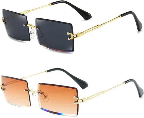 Vista 15 de Lentes rectangulares de sol Dollger, sin marco, cuadrados, ultraligeros, UV 400, a la moda, unisex. A: marrón oscuro