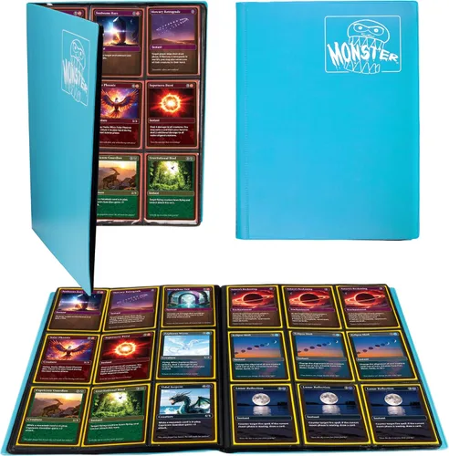 Vista 20 de Monster Binder - Álbum de tarjeta coleccionables, 9 bolsillos para tarjetas, retiene 360 de Yugioh, Magic, y Pokémon, Matte Teal Verde azulado mate