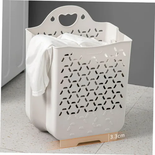 Vista 9 de Alipis Cesta de lavandería plegable de plástico para niños, color blanco, 1 juego