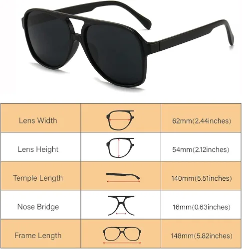 Vista 3 de Dollger Retro Aviator Polarized Sunglasses for Women Men Classic Large Frame Vintage 70s Sunglasses