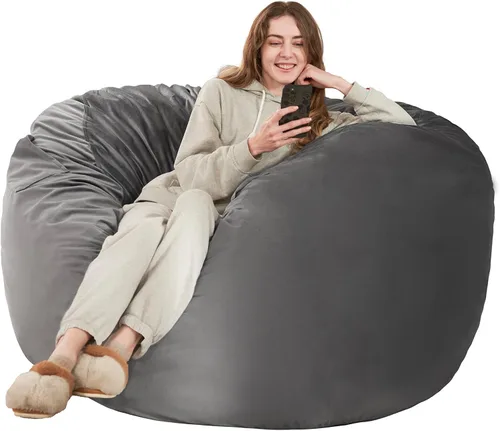 Vista 53 de HABUTWAY Silla de Puf de 2 Pies, Puf de 2' de Sillones Pequeños con Relleno, Silla de Puf en Forma de Lágrima de Terciopelo Ultra Suave con Funda