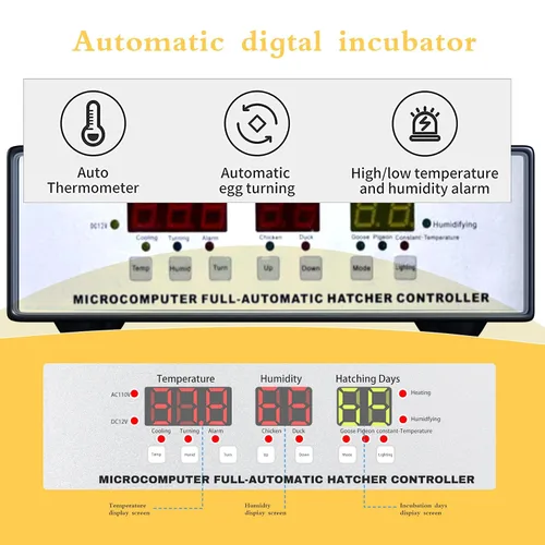 Vista 8 de Incubadora de huevos, incubadora de huevos de granja con giro automático de huevos y control de humedad, máquina industrial de crianza de pollo