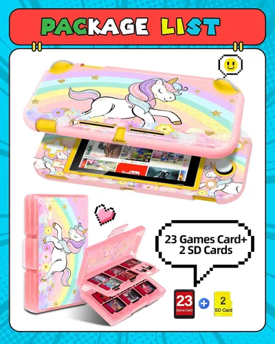 Vista 27 de Gurgitat 2 in 1 for Nintendo Switch Lite Case Protector - 24 Game Card Holder Case & Switch Lite Protective Cover Cute Funny Cartoon Hard Shell for