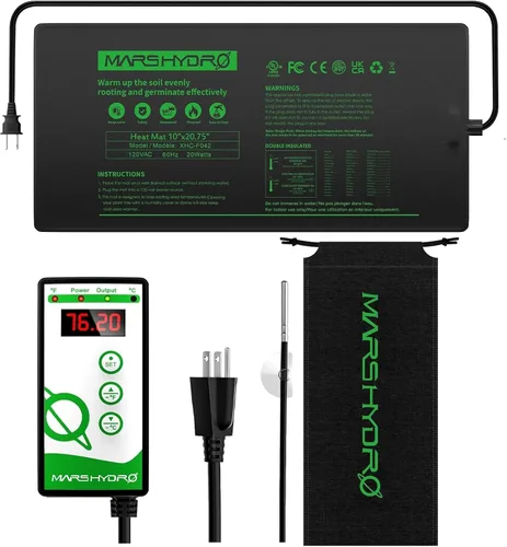 Vista 8 de MARS HYDRO Alfombrilla térmica de 48 x 20.75 pulgadas con termostato combinado, almohadilla térmica para germinación, jardinería