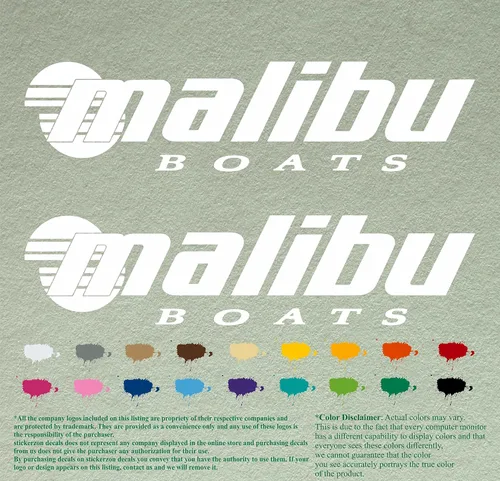 Vista 16 de Malibu Boat - Juego de 2 calcomanías de vinilo de repuesto compatibles con botes de restauración (12 pulgadas, negro 070)