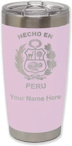 Vista 24 de LaserGram Vaso aislado al vacío de 20 onzas, hecho en Perú, grabado personalizado incluido (negro)