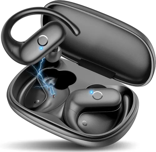 Vista 12 de MOZOTER Auriculares inalámbricos Bluetooth 5.3 deportivos, auriculares con sonido de graves profundos, 60 horas de reproducción, ajuste cómodo