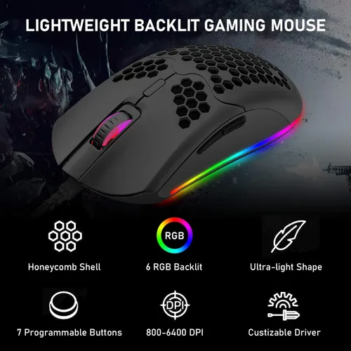 Vista 6 de LexonElec K2 - Teclado mecánico para juegos, interruptor azul, mini 82 teclas con cable con retroiluminación LED arcoíris, mouse ligero