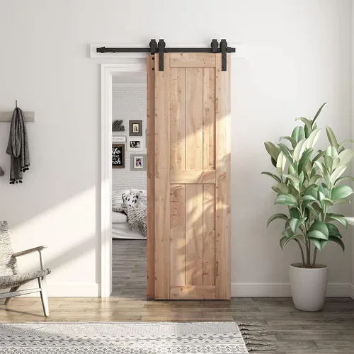 Vista 2 de SMARTSTANDARD Kit de herramientas para puerta corrediza de granero de 4 pies, para puertas de madera dobles - Riel único - Suave y silencioso