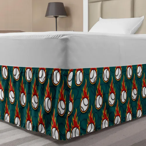 Vista 33 de Lunarable Falda de cama elástica de trébol, tréboles de cultura irlandesa con temática del día de San Patricio, 4 hojas, falda de cama de tela