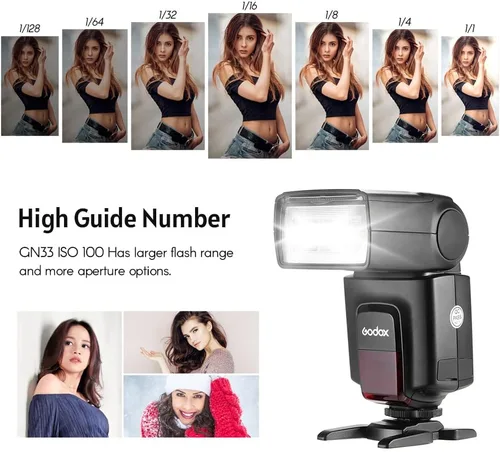 Vista 6 de Godox 2 flash electrónico universal TT520Ⅱ para cámara Speedlite + AT-16 2.4G transmisor de gatillo inalámbrico número 33 S1 S2 modos de repuesto
