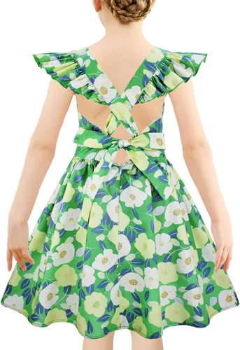 Vista 130 de Vestido de verano para niña, de algodón, con diseño floral