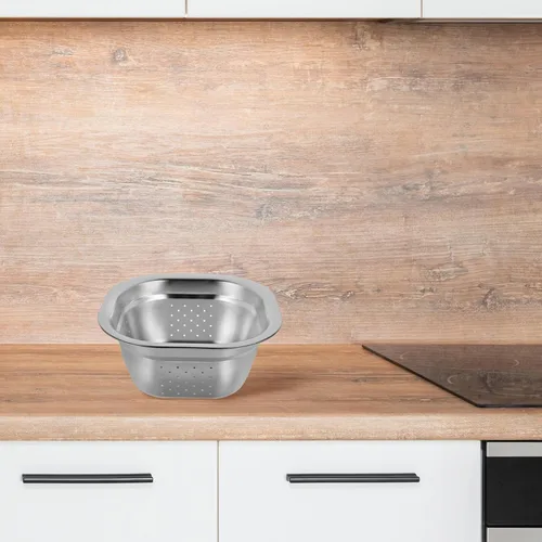 Vista 3 de Zerodeko Juego de cuencos de acero inoxidable para fregadero de cocina cuadrado, cesta de almacenamiento de metal, gran capacidad, fruta, verduras