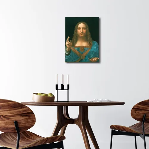 Vista 4 de Wieco Art Lienzo impreso Salvator Mundi, 1500 por Leonardo DA VINCI Reproducciones de arte clásico Jesús lienzo arte de pared para decoración