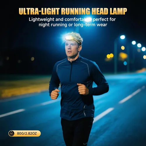 Vista 9 de ATDOALL Linterna frontal LED recargable, lámpara de cabeza súper brillante de alto lumen con luz roja, sensor de movimiento, 5 modos, ajustable a