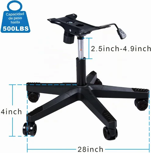 Vista 4 de Frassie Reemplazo de base de silla de juegos de nailon de 28 pulgadas con cilindro de soporte de placa inferior, 5 ruedas (negro)