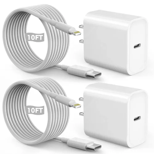 Vista 8 de Cargador rápido para iPhone [certificado MFi de Apple], paquete de 2 bloques de cargador de pared USB C de 20 W para iPhone + cable de carga rápida
