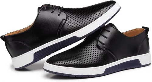 Vista 2 de BSROT Zapatos Oxford casuales para hombre, zapatos de vestir con cordones, cómodos zapatos deportivos de moda
