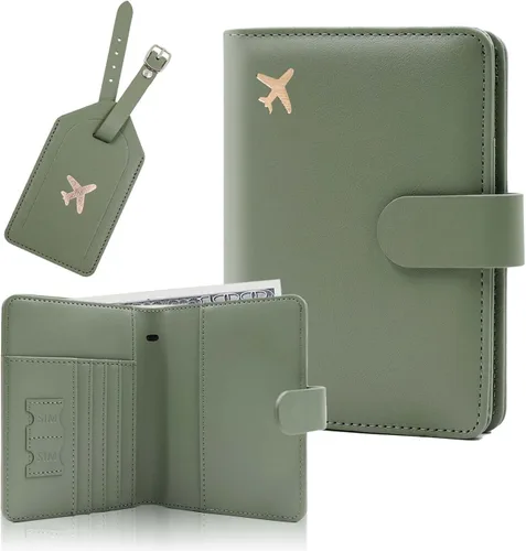 Vista 19 de Melsbrinna Rfid - Soporte para pasaporte para mujeres y hombres, juego de etiqueta de maleta de viaje, bonita cartera de pasaporte con ranuras