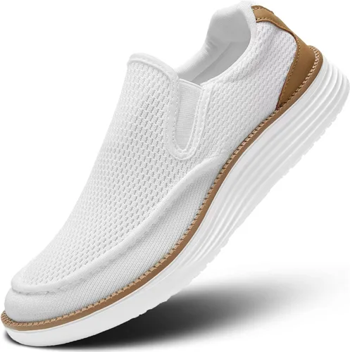 Vista 12 de Zapatos náuticos para hombre, mocasines casuales sin cordones para caminar, zapatillas de vestir de malla, Oxford de negocios para trabajo, suela