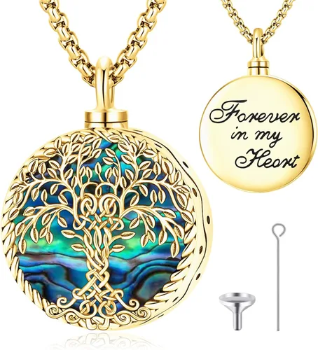Vista 21 de Eusense Tree of Life for Ashes Urn Necklace Cremation Jewelry Oro