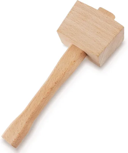 Vista 2 de Mazo de madera de 9.6 pulgadas, martillo de hielo de madera de haya maciza, herramienta de mano de carpintero sin daños para carpintería, tallado