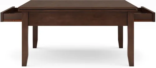 Vista 7 de SIMPLIHOME Mesa de Centro Cuadrada Artisan – Mesa de Cóctel Transicional de Madera Maciza de 36 Pulgadas de Ancho en Marrón Rojizo, Mesa Clásica