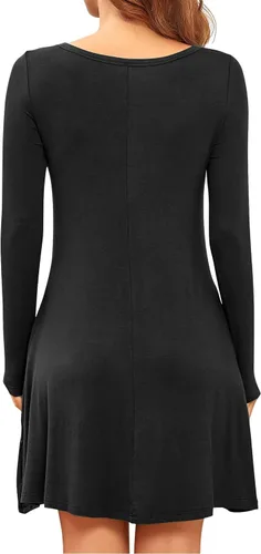 Vista 5 de HiMONE Vestido suelto casual de verano de manga larga con cuello redondo para mujer 2023