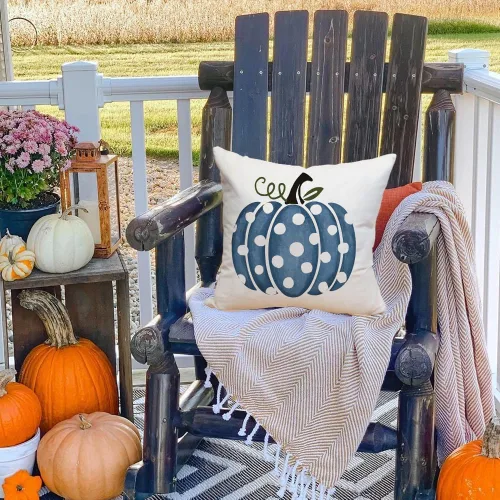 Vista 5 de RABUSOFA Dark Blue Polka Dot Pumpkin Fall Pillow Covers,Seasonal Autumn Thanksgiving Decorative Throw Pillows Fall Decorations for Home Couch Decor